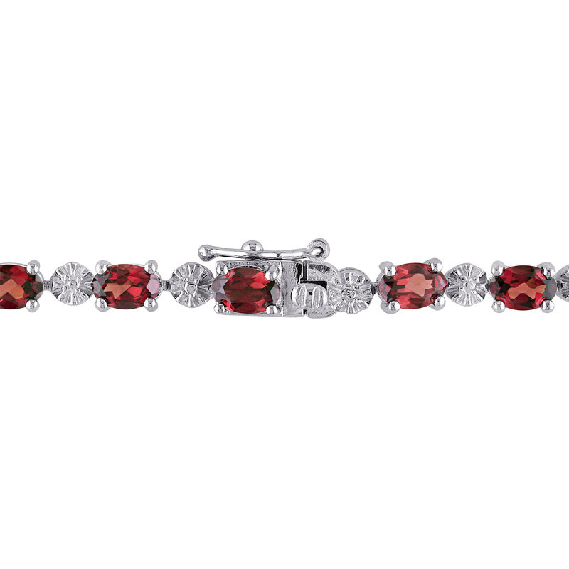 Garnet and Diamond Accent Bracelet in Sterling Silver