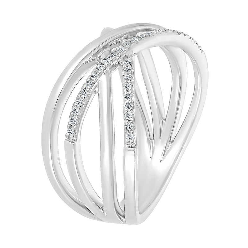 Diamond Open X Ring in Sterling Silver &#40;1/7 ct. tw.&#41;