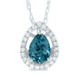 Pear-Shaped Blue Topaz Pendant with Diamond Accents in 14K White Gold