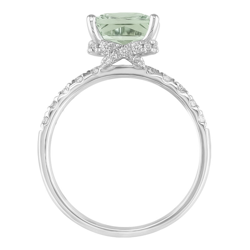 Radiant-Cut Green Amethyst and Diamond Ring in 14K White Gold &#40;1/3 ct. tw.&#41;