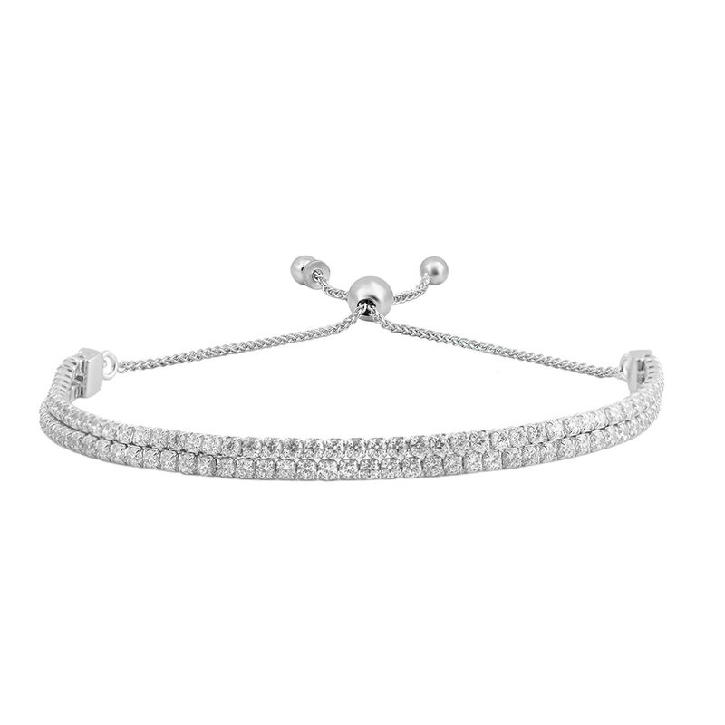 Lab Created White Sapphire Bolo Bracelet in Sterling Silver