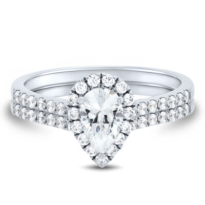 Pear-Shaped Lab Grown Diamond Engagement Ring Set (1 ct. tw.)