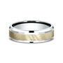 Men&#39;s Wedding Band with 10K Yellow Gold Accent in 10K White Gold, 6mm