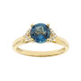 London Blue Topaz Ring with Diamond Accents in 10K Yellow Gold