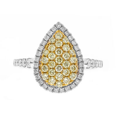 Yellow Diamond Pear-Shaped Ring in 14K White Gold (7/8 ct. tw.)