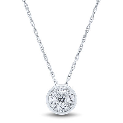 Lab Grown Diamond Necklace with Bezel Setting in 10K White Gold (1/3 ct. tw.)