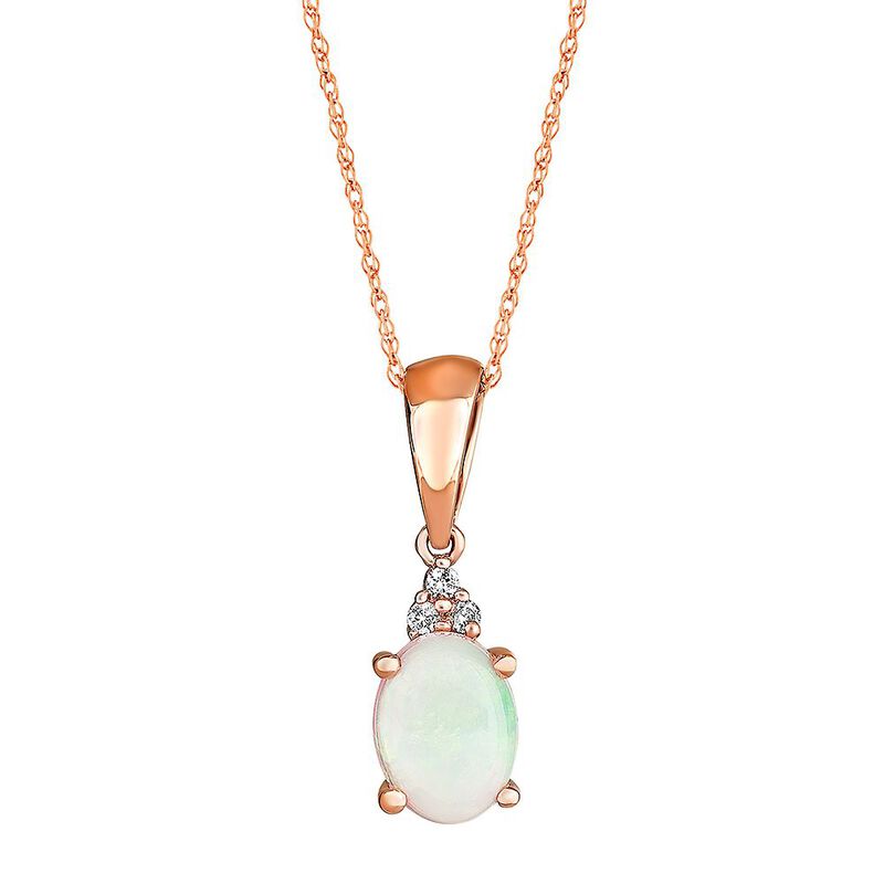 Opal &amp; Diamond Pendant in 10K Rose Gold