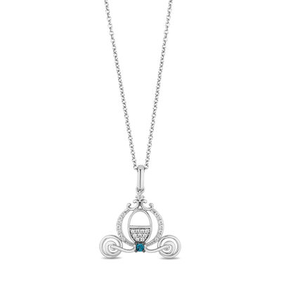 Cinderella Diamond and London Blue Topaz Carriage Pendant in Sterling Silver (1/10 ct. tw.)