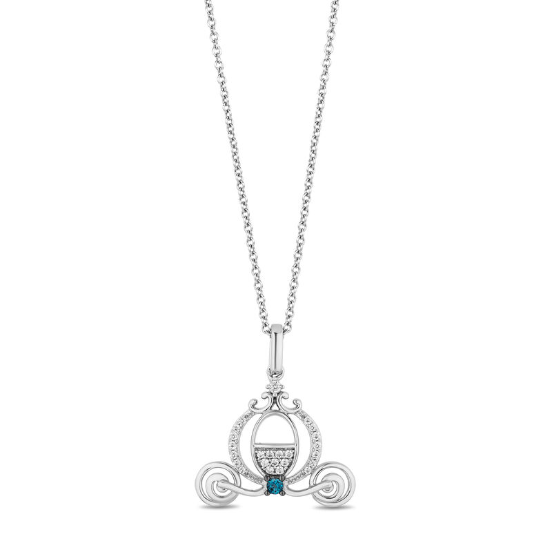 Cinderella Diamond and London Blue Topaz Carriage Pendant in Sterling Silver &#40;1/10 ct. tw.&#41;