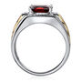 Men&rsquo;s Garnet and Diamond Accent Ring in 10K Yellow and White Gold
