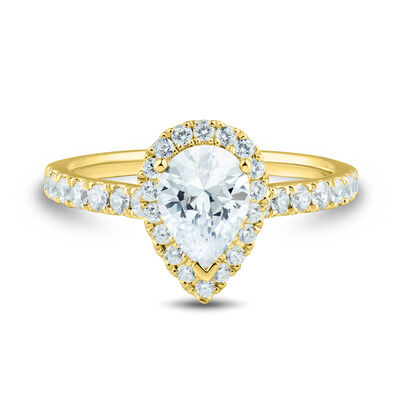 lab grown diamond pear-shaped engagement ring in 14k yellow gold (1 1/4 ct. tw.)