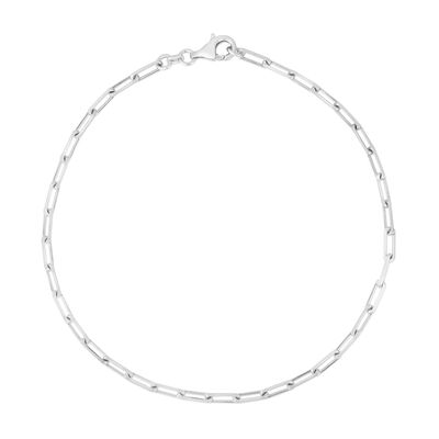 Paperclip Chain Anklet in Sterling Silver, 10”