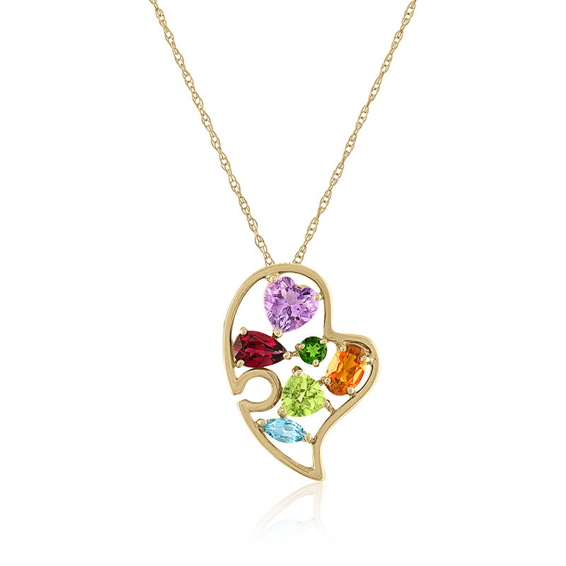 MultiGemstone Heart Pendant