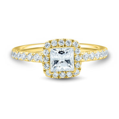 lab grown diamond engagement ring with princess-cut in 14k yellow gold (1 1/4 ct. tw.)