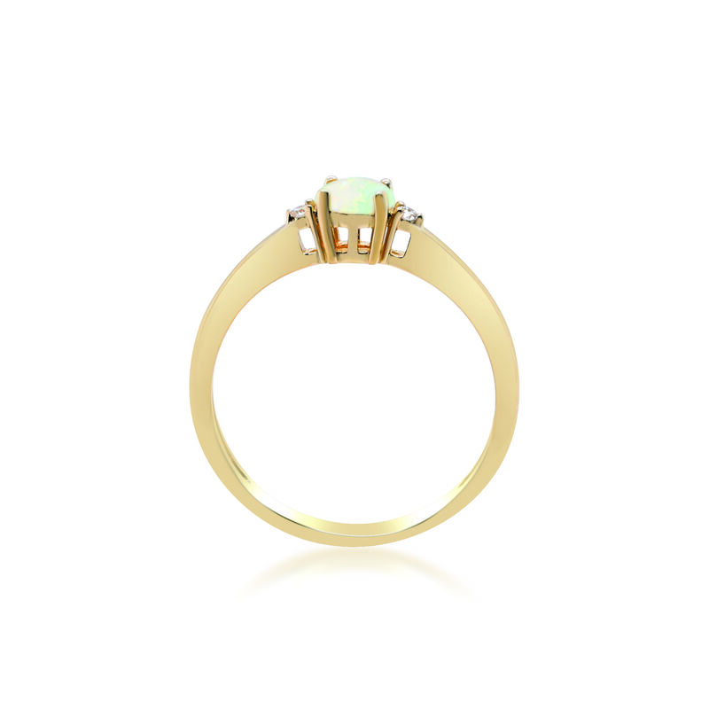 Opal Stacking Ring in 10K Yellow Gold with Diamond Accents  
