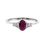 Oval Ruby Ring with Baguette Side Stone in 10K White Gold &#40;1/7 ct. tw.&#41;