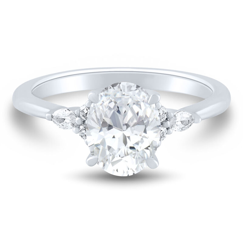 Lab Grown Diamond Oval and Marquise Engagement Ring in 14K White Gold &#40;2 1/4 ct. tw.&#41;