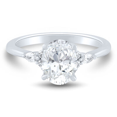 Lab Grown Diamond Oval and Marquise Engagement Ring in 14K White Gold (2 1/4 ct. tw.)
