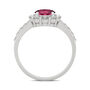 Round Lab Created Ruby &amp; Moissanite Halo Ring in 14K White Gold
