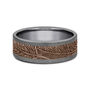Men&#39;s Tantalum Wedding Band with Feather Detail with 14K Rose Gold