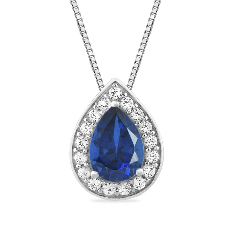 Pear-Shaped Lab Created Blue &amp; White Sapphire Pendant in Sterling Silver
