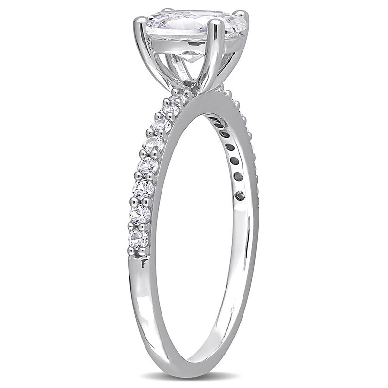 Oval Lab Created White Sapphire Ring in 10K White Gold