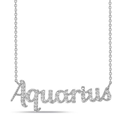 Aquarius Lab Created White Sapphire Necklace in Sterling Silver