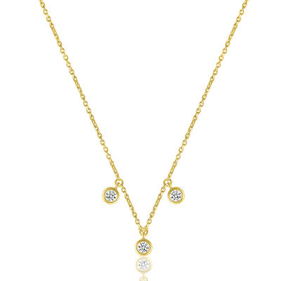 Dangle Bezel Diamond Station Necklace in 10K Yellow Gold (1/5 ct. tw.)