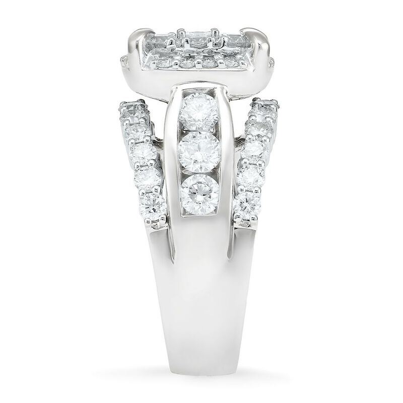 3 ct. tw. Multi-Diamond Halo Engagement Ring in 14K White Gold