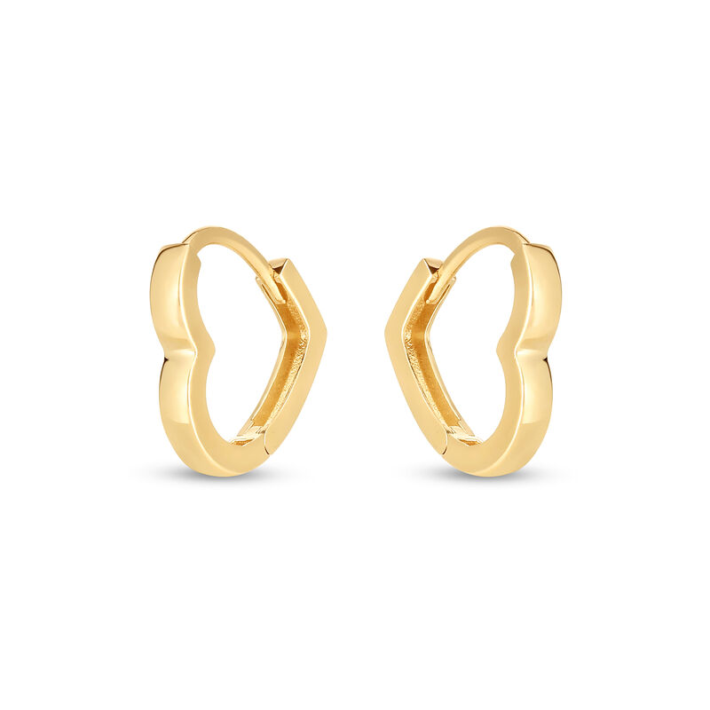 Heart Huggie Earrings in 14K Yellow Gold