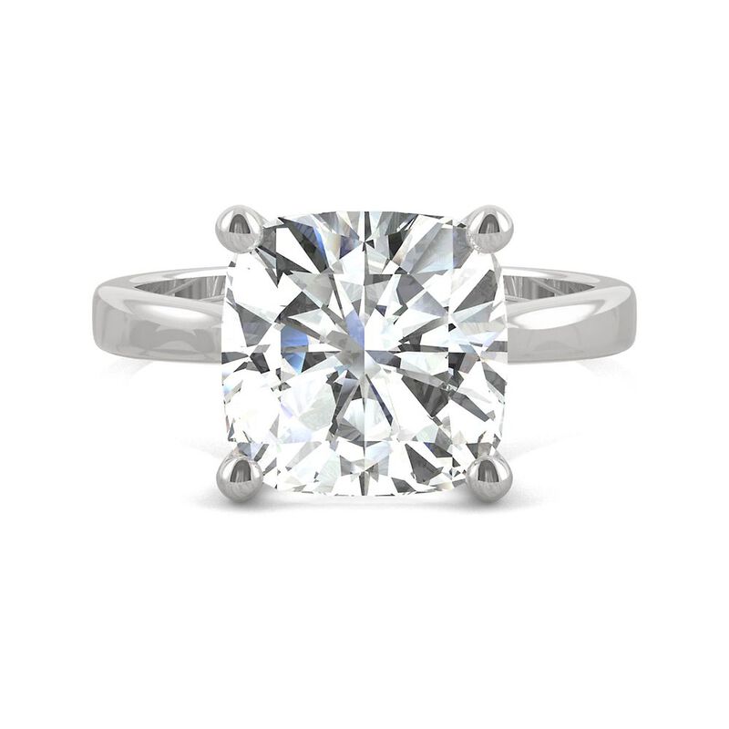 Cushion-Cut Moissanite Solitaire Ring in 14K White Gold &#40;4 ct.&#41;