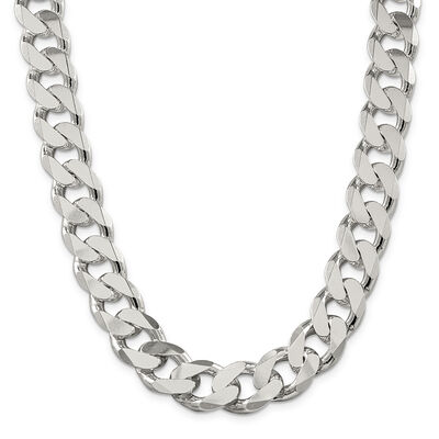 Men's Curb Chain in Sterling Silver, 28