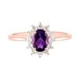 Amethyst &amp; Lab Created White Sapphire Ring in 10K Rose Gold