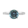 Round London Blue Topaz Ring with Diamond Band in 14K White Gold &#40;1/3 ct. tw.&#41;