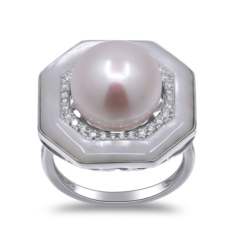 Pearl &amp; Diamond Ring in 14K White Gold &#40;1/3 ct. tw.&#41;