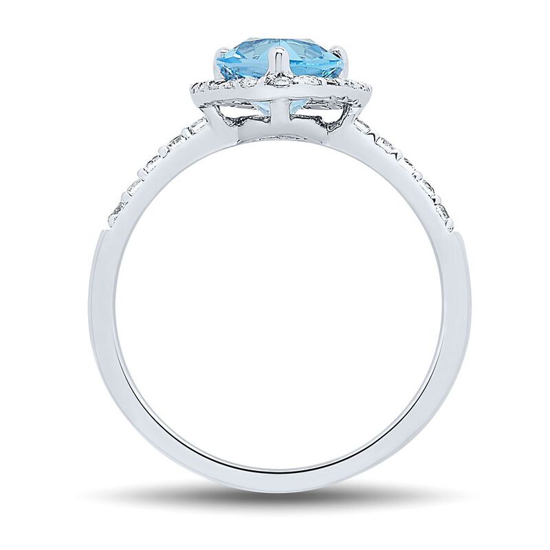 Blue Topaz &amp; Lab Created White Sapphire Ring in Sterling Silver