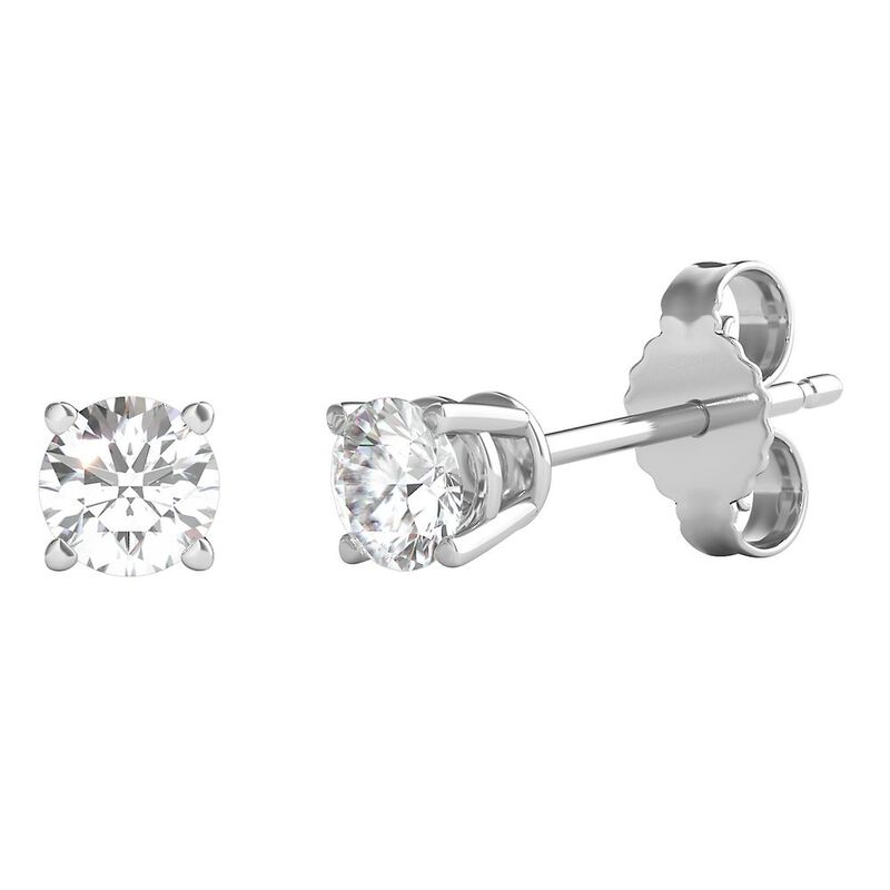Diamond Round Solitaire Stud Earrings in 14K Gold