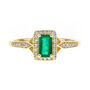 Emerald Ring with Diamond Halo in 10K Yellow Gold &#40;1/8 ct. tw.&#41;