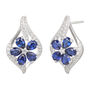 Lab Created Blue &amp; White Sapphire Flower Earring, Pendant &amp; Ring Set in Sterling Silver