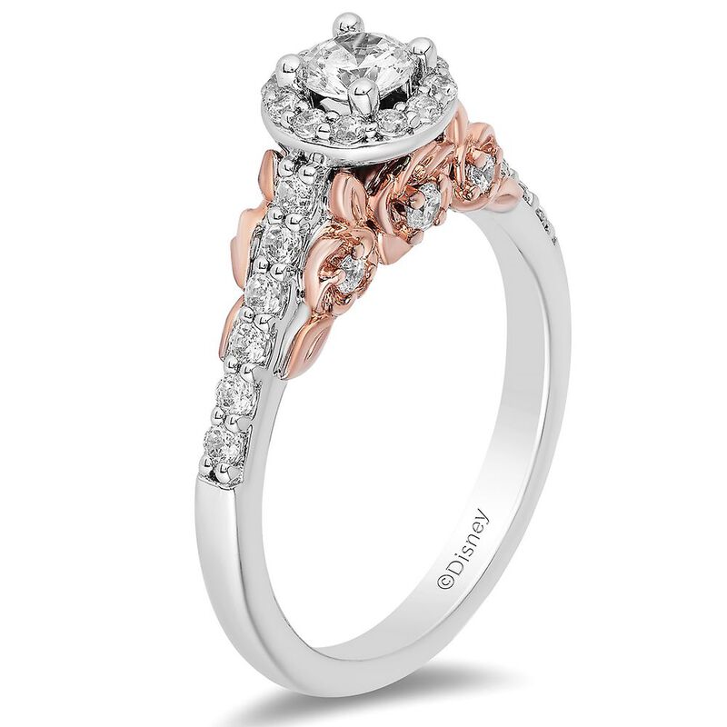 Igangværende eksperimentel kapok Enchanted Disney Belle 3/4 ct. tw. Diamond Engagement Ring in 14K White &  Rose Gold | Helzberg Diamonds