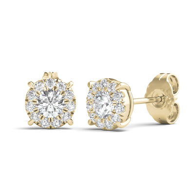 Lab Grown Diamond Round Halo Earrings in 14K Gold (2 ct. tw.)