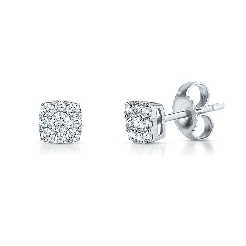 1/4 ct. tw. Diamond Cluster Earrings in 10K White Gold