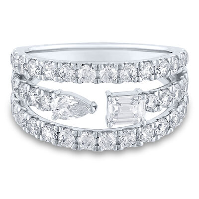 Lab Grown Diamond Three-Row Ring in 10K White Gold (2 ct. tw.)