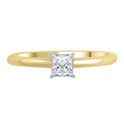 Lab Grown Diamond Princess-Cut Solitaire Engagement Ring in 14K Yellow Gold (1/2 ct.)