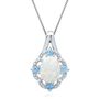 Lab Created Opal, Blue Topaz &amp; Diamond Pendant in Sterling Silver