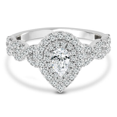 Lab Grown Diamond Pear-Shaped Engagement Ring in 10K White Gold (1 ct. tw.)