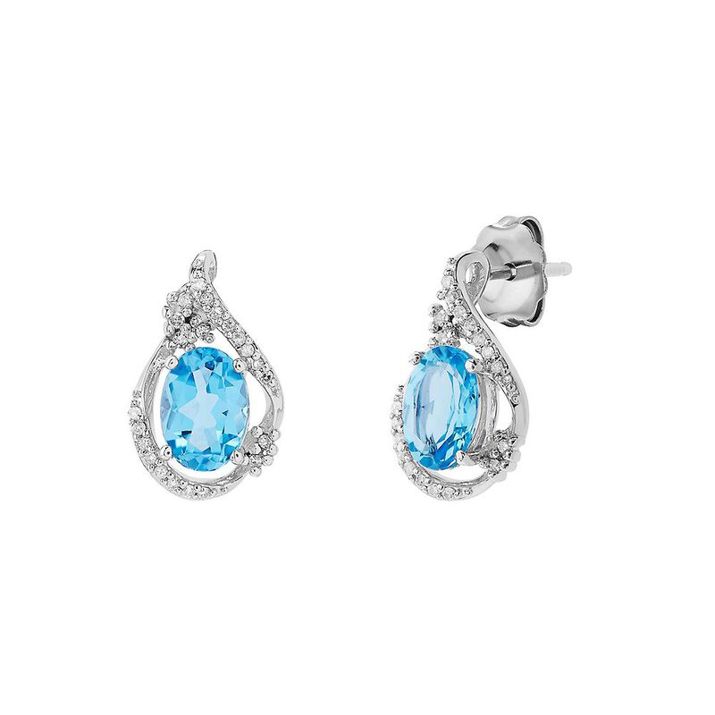 Blue Topaz &amp; 1/10 ct. tw. Diamond Earrings in Sterling Silver