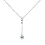Blue Sapphire Drop Pendant with Diamond Accents in 10K White Gold
