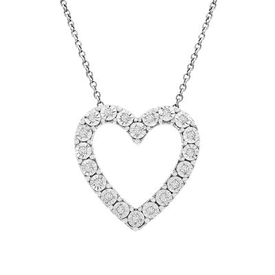Diamond Open Heart Pendant in Sterling Silver (1/10 ct. tw.)