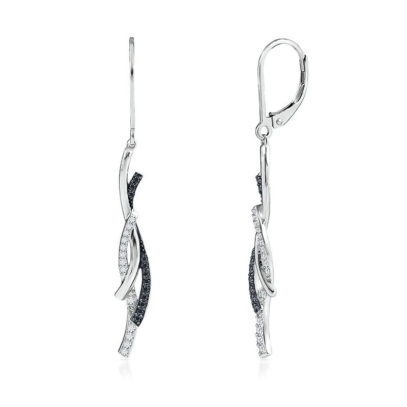 1/4 ct. tw. Black &amp; White Diamond Earrings in Sterling Silver